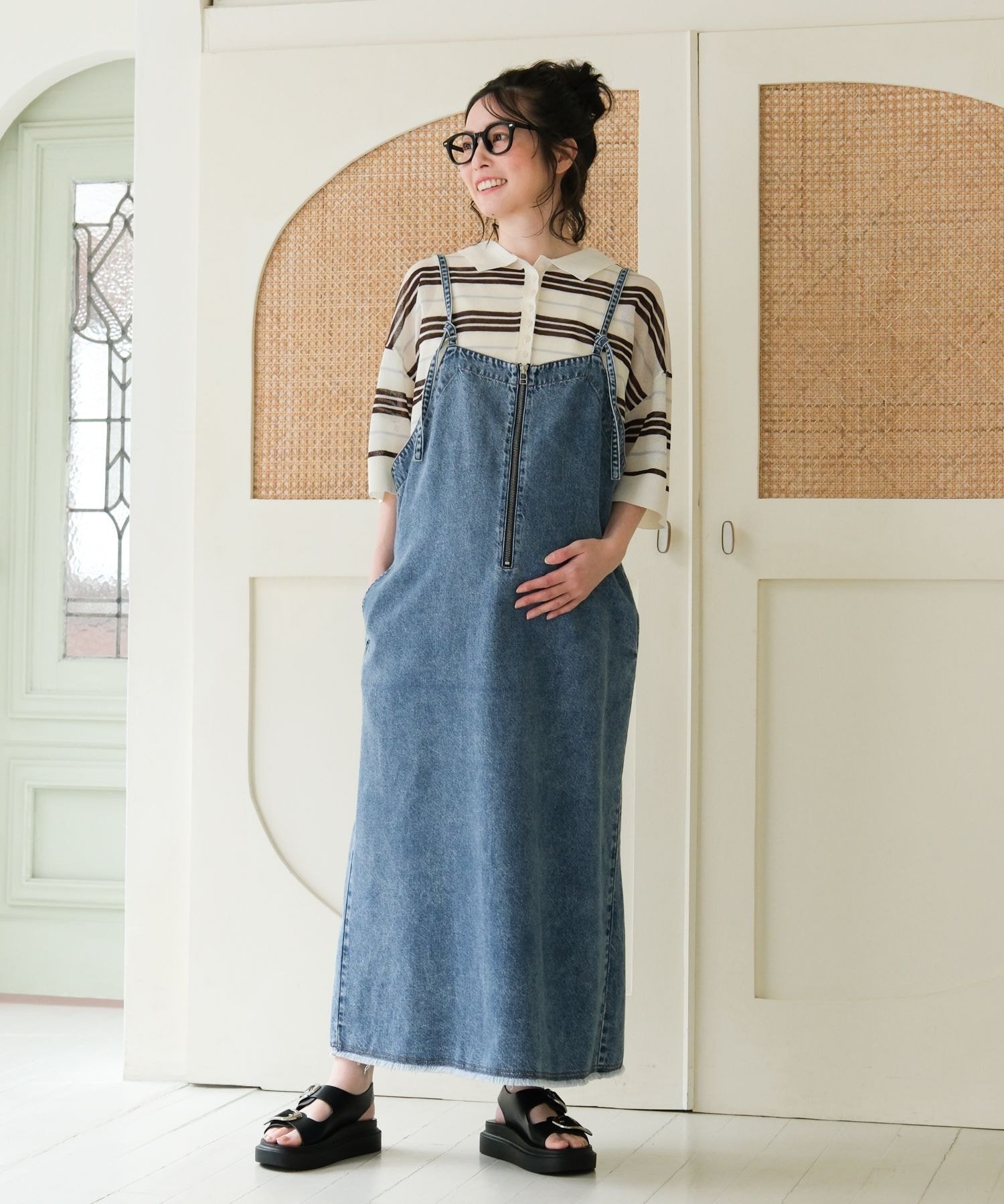 LEPSIM｜【産前・産後対応】マタニティ/デニムフリンジキャミ