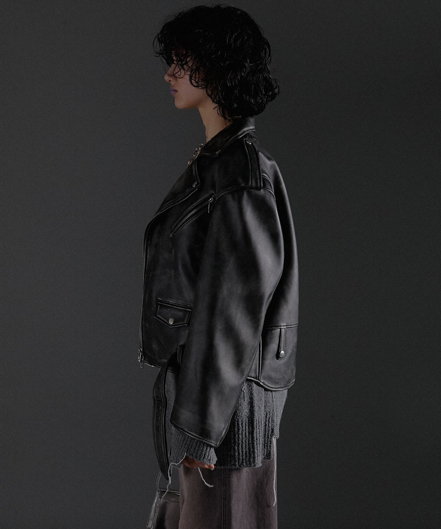 PRANK PROJECT｜ラブオフCOWレザーライダースジャケット / Rub Off COW