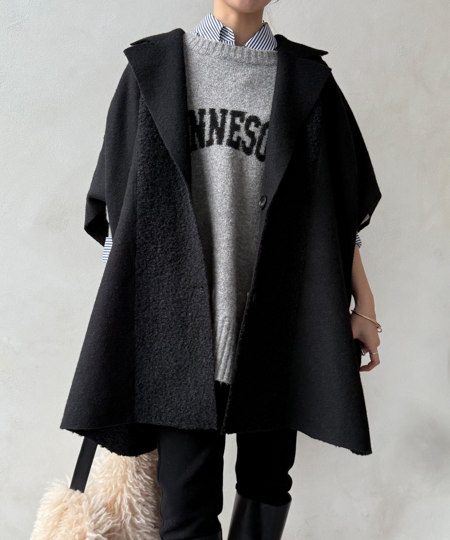 DOUDOU｜【WEB限定】リバーシブルボアスライバーポンチョコート