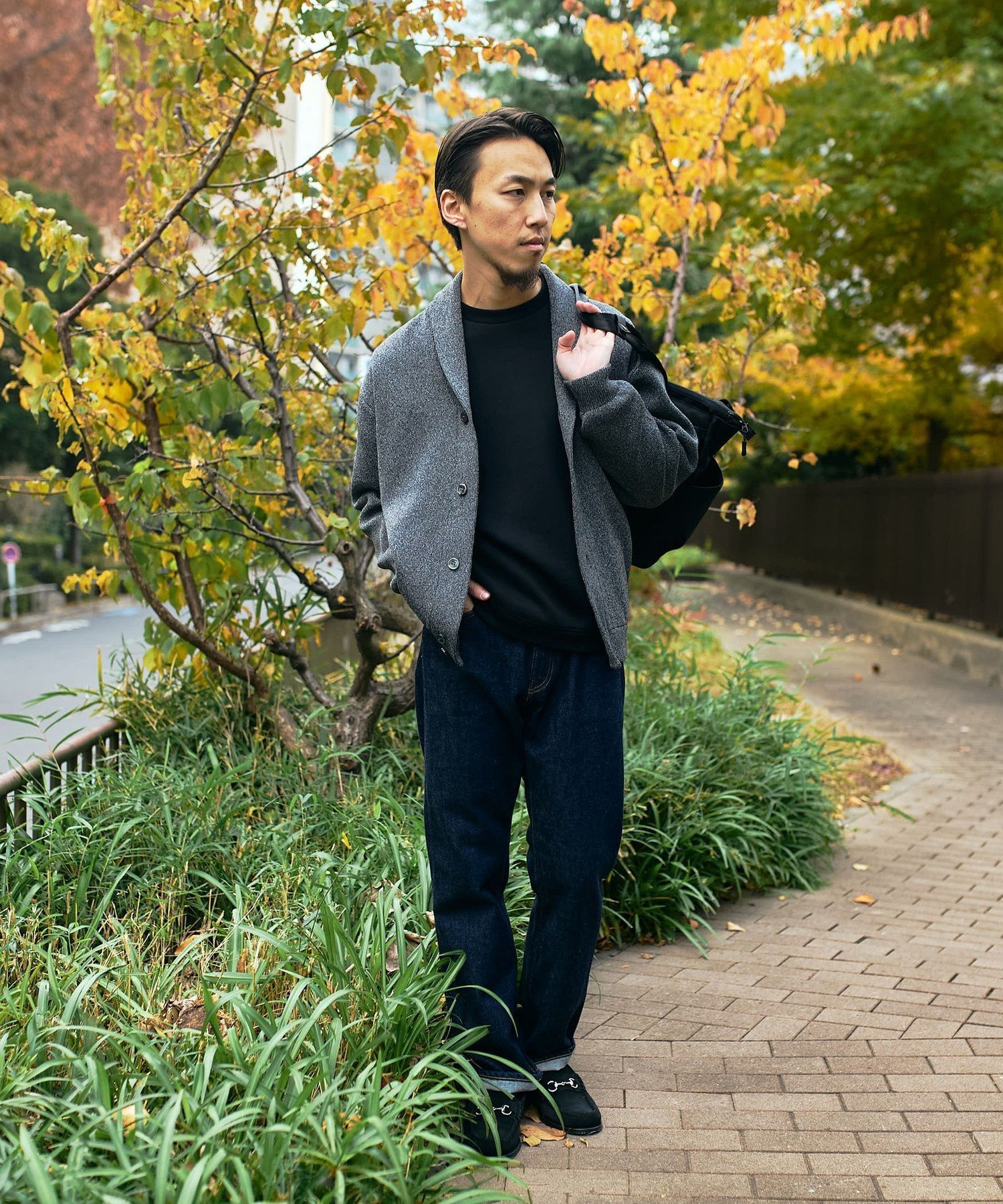 LARDINI ショールカラー ニットカーディガン LARDINI（ラルディーニ）カーディガン/ショールカラー/アッシュ