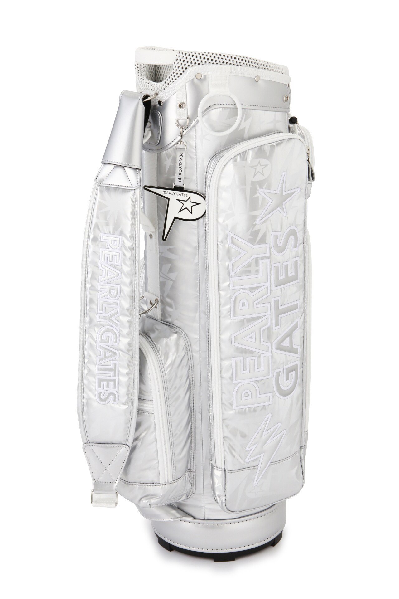 PEARLY GATES キャリー付　キャディバッグ　ホワイト&シルバー PEARLY GATES パーリーゲイツ キャスター付キャディバッグ - メルカリ