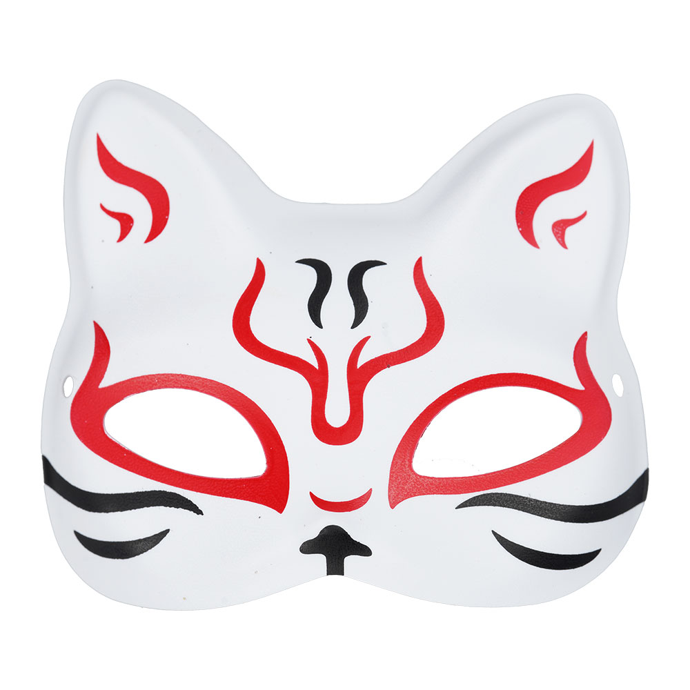 楽天市場】＜メール便対象＞ミニお面 推祭 猫面 小サイズ 赤色 [ 豆お