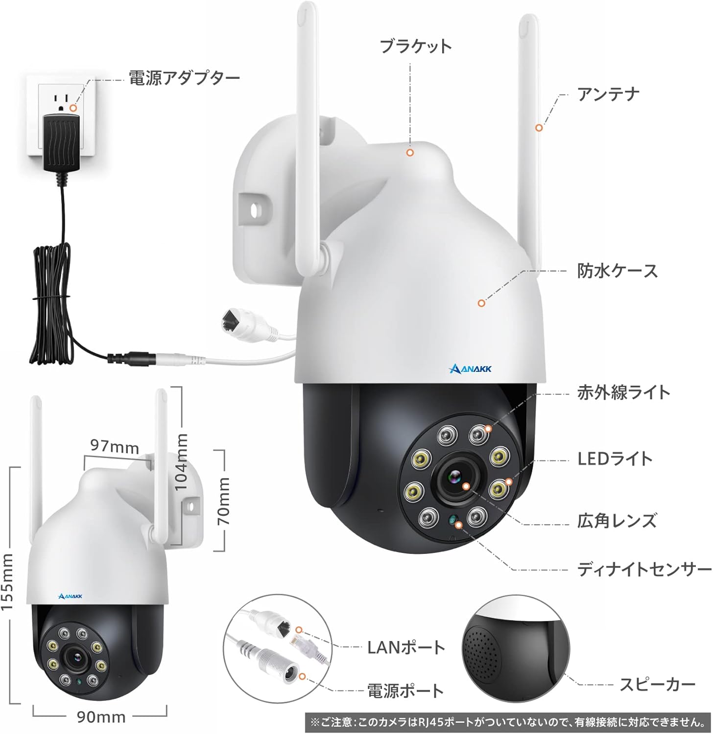 楽天市場】【360°PTZ機能搭載】 防犯カメラ ワイヤレス Anakk PTZ