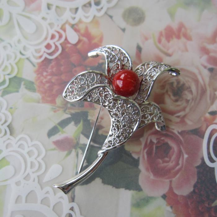 楽天市場】日本 高知産血赤珊瑚 ブローチ ペンダント兼用 8.8ミリ 花