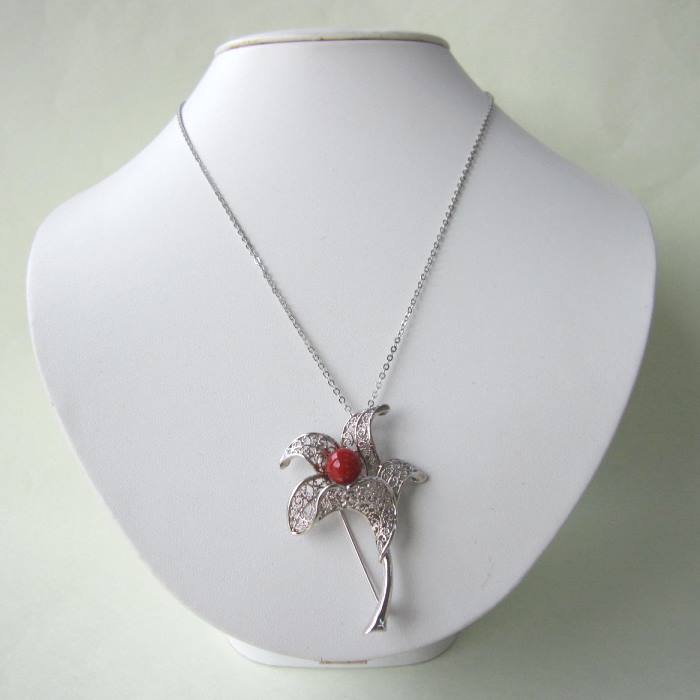 楽天市場】日本 高知産血赤珊瑚 ブローチ ペンダント兼用 8.8ミリ 花