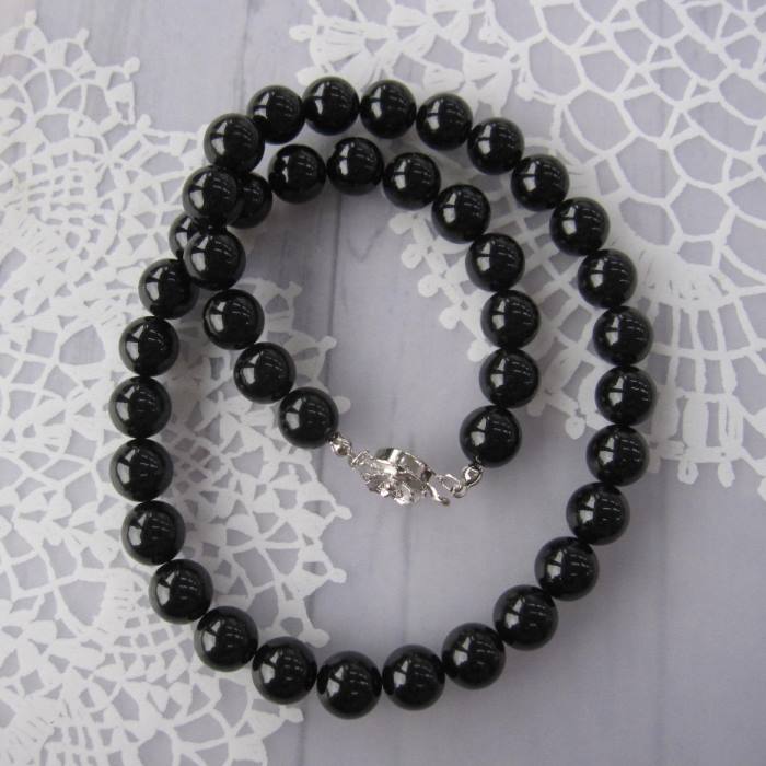 楽天市場】黒珊瑚 ネックレス （10mm） G.SILVER 葬儀 喪服 フォーマル