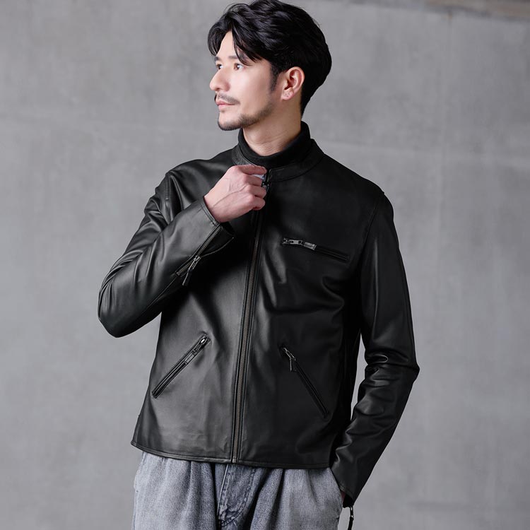 楽天市場】レザージャケット メンズ 本革 ラムレザー 軽量 シングル
