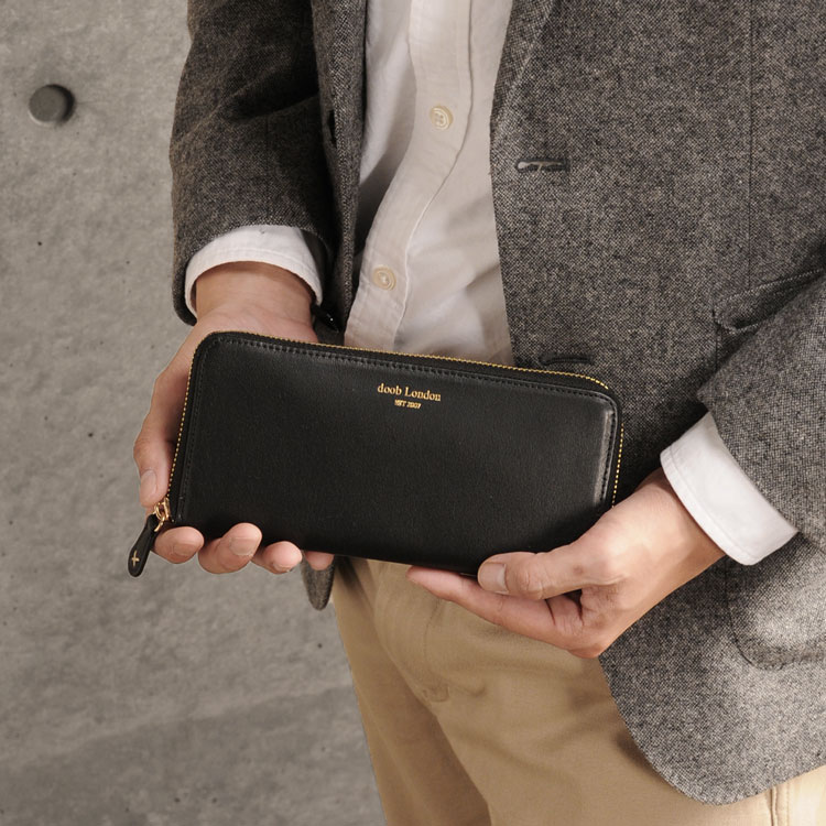 楽天市場】財布 メンズ 長財布 本革 ラウンドファスナー ゴート 【名