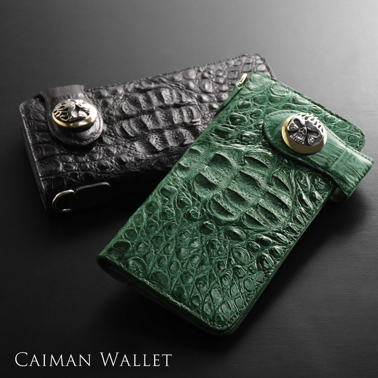 楽天市場】カイマン バイカーズウォレット 長財布 メンズ スカル