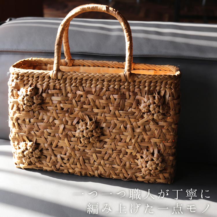 楽天市場】山葡萄 かごバッグ バッグ かご 籠 みだれ編み 紫陽花