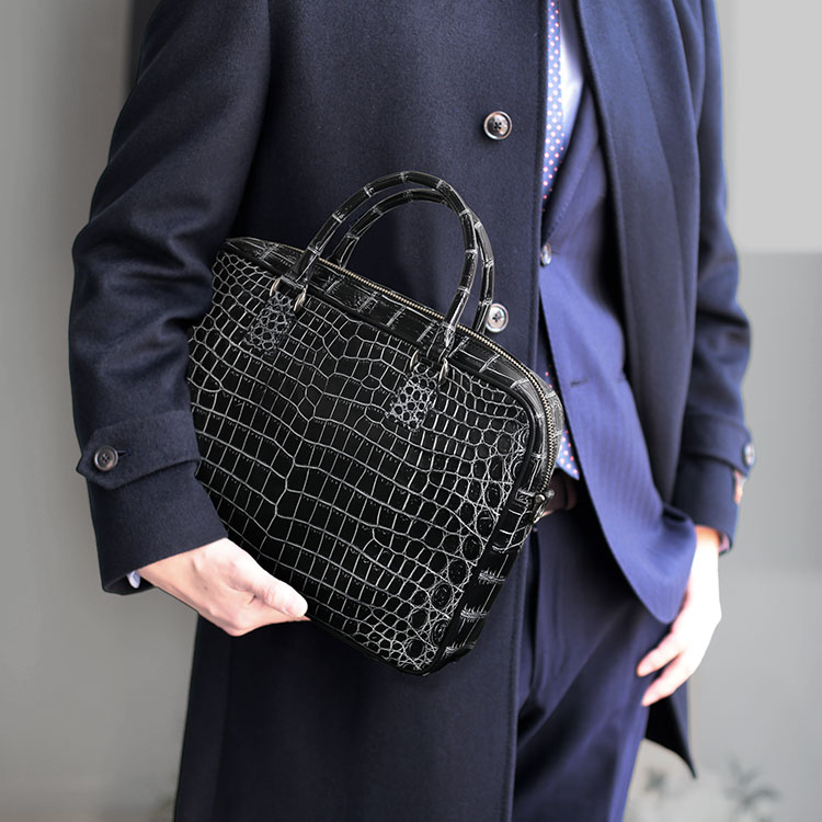 楽天市場】日本製 クロコダイル ブリーフケース メンズ 2way マット