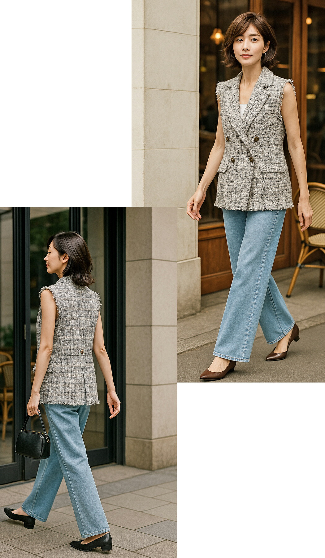 楽天市場】ジレ レディース ツイード 春 フリンジ ダブル ベスト