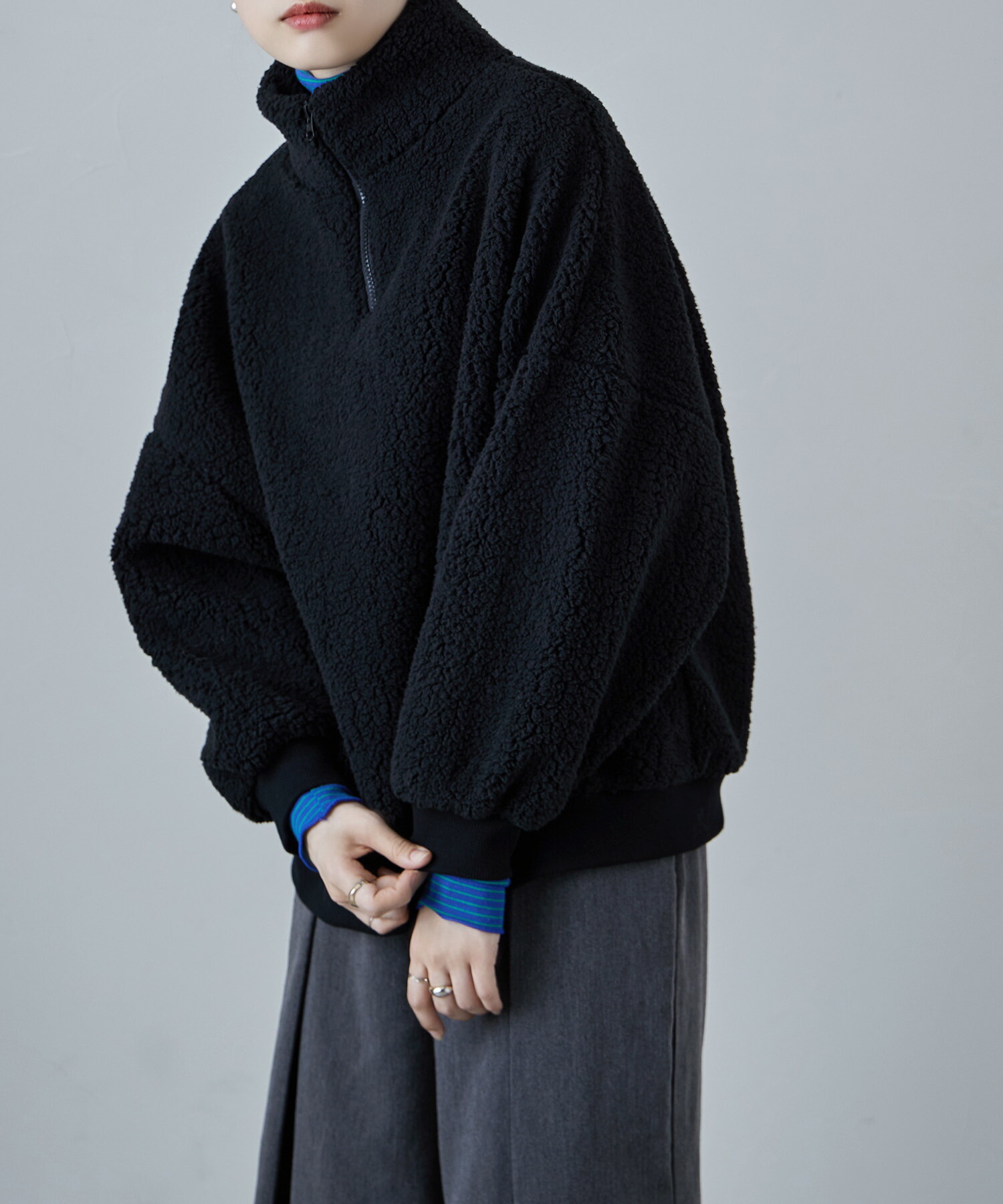 楽天市場】ハーフジップボリュームボアプルオーバー トップス 長袖