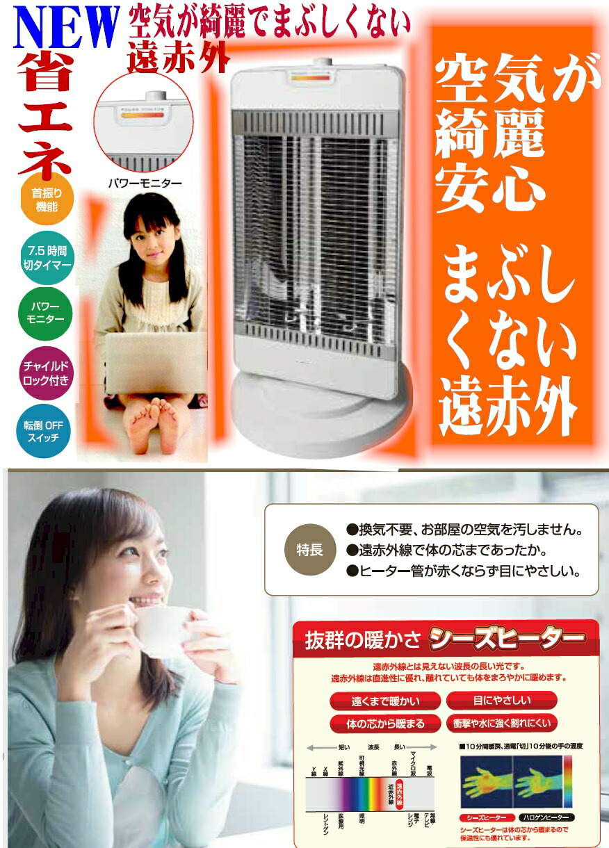 楽天市場】シーズヒーター 遠赤外線ヒーター 省エネ パワーモニター付
