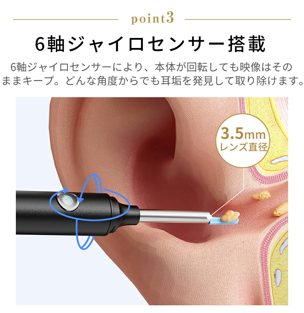 楽天市場】耳かき カメラ付き 800万高画質 10点セット 防塵カバー付き