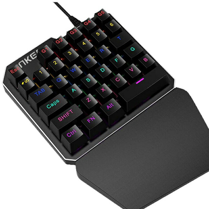 楽天市場】ゲーム2点セット 青軸片手ゲーミングキーボード ゲーミング