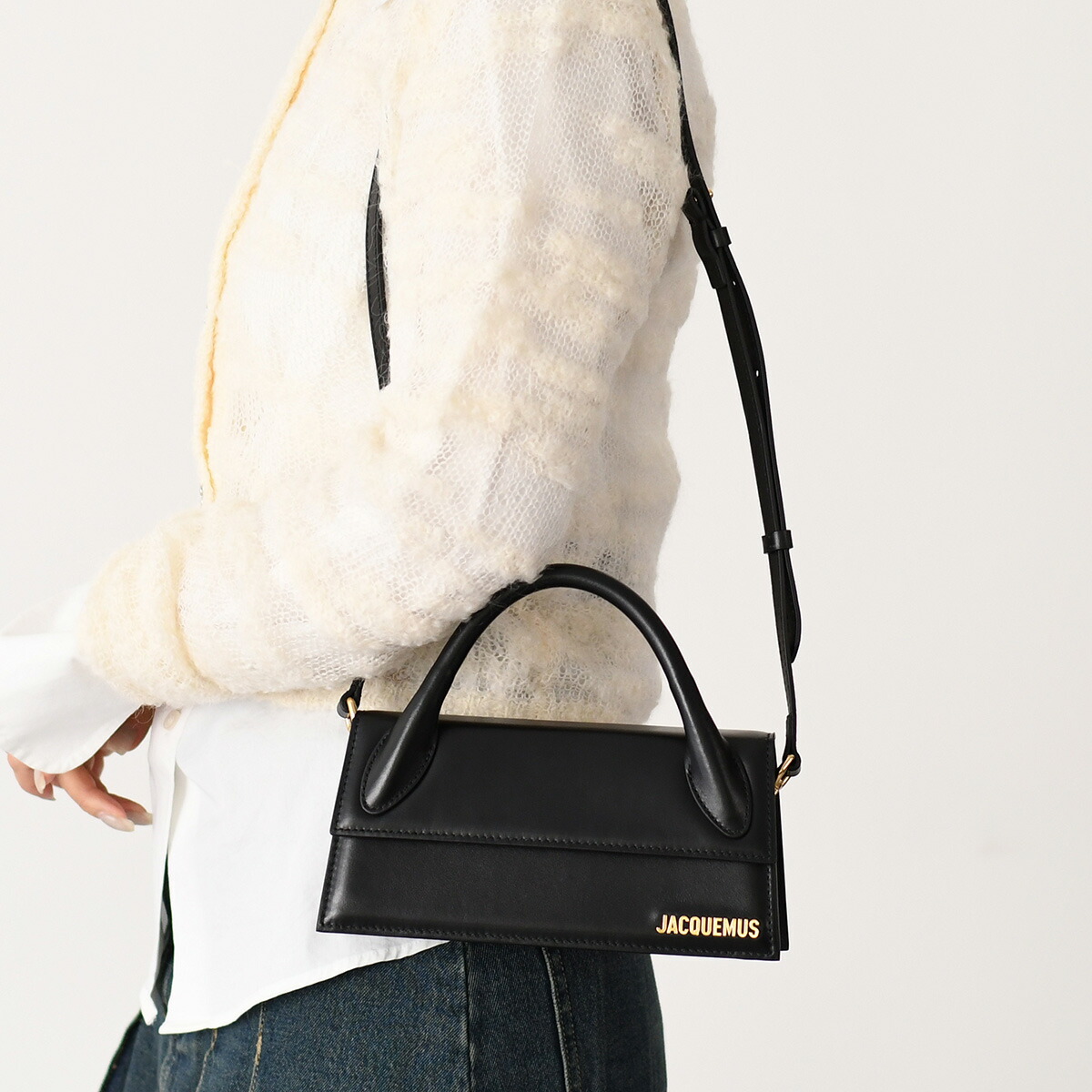 JACQUEMUS ブラックショルダーバッグ 28*4*12CM(箱無し) ショルダーバック LA CUERDA HORIZONTAL 25W