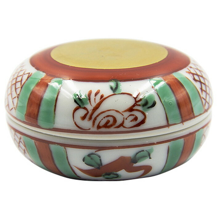 楽天市場】染付丸型香合 赤絵（洞華園作） 化粧箱入 [6×3cm 101g