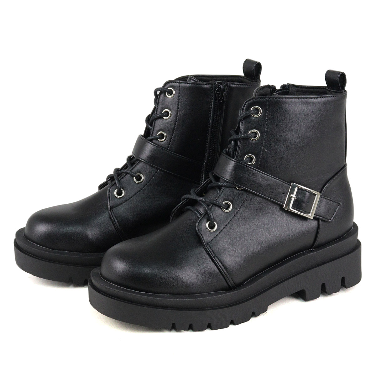 楽天市場】ブーツ レディース レースアップ ショート ベルト 厚底 5cm