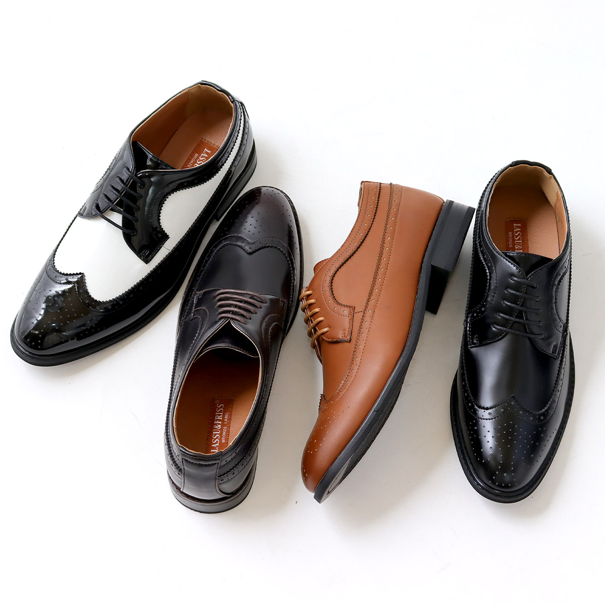 楽天市場】ビジネスシューズ メンズ 革靴 ウィングチップ 白 黒 外羽根