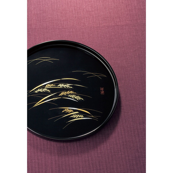 楽天市場】ミヤマ WAJIMA 輪島塗 沈金稲穂 丸盆 内祝い お返し 和食器