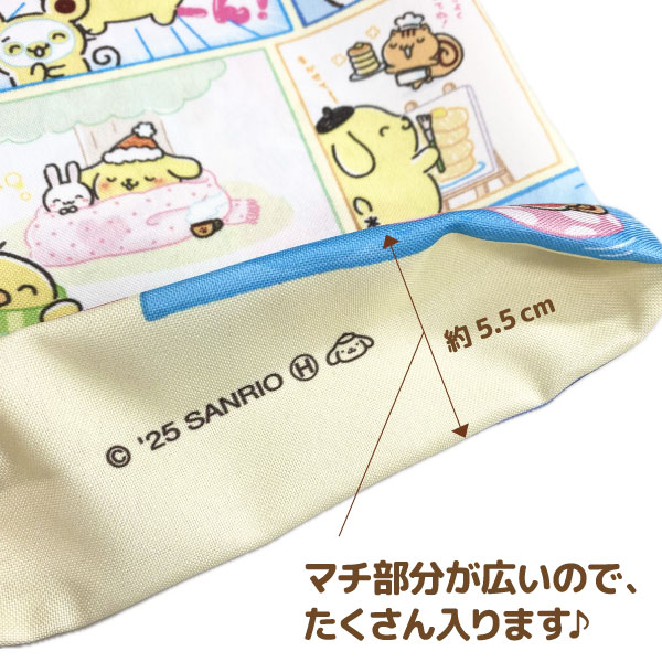 楽天市場】日本製 ポムポムプリン チームプリン マチ付き巾着 総柄