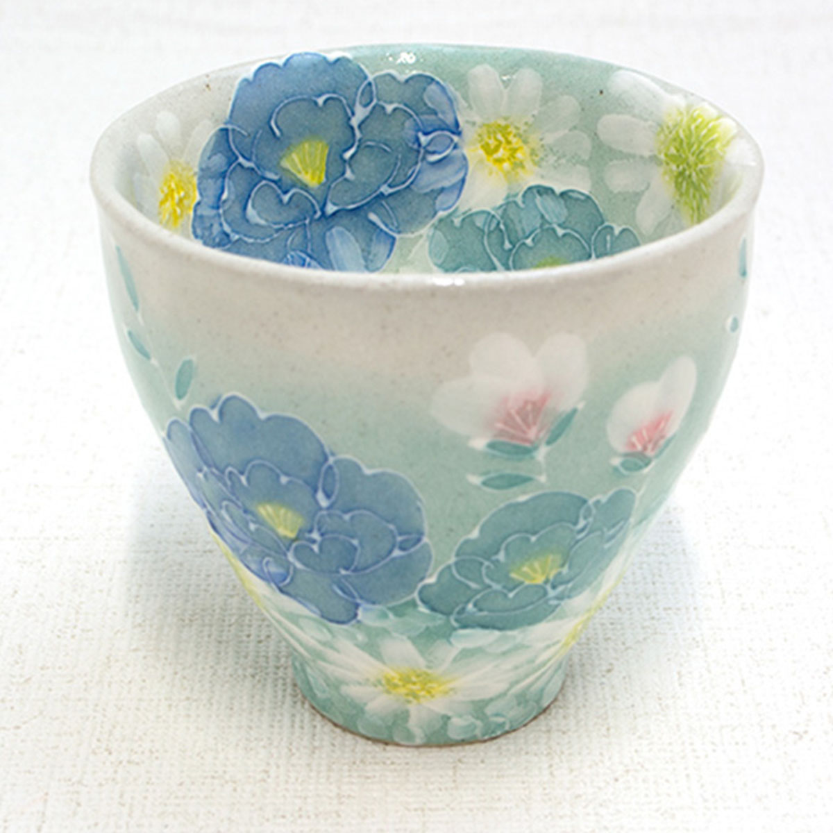 楽天市場】工房ゆずりは 湯呑 青彩小花 陶器 湯呑プレゼント 湯呑