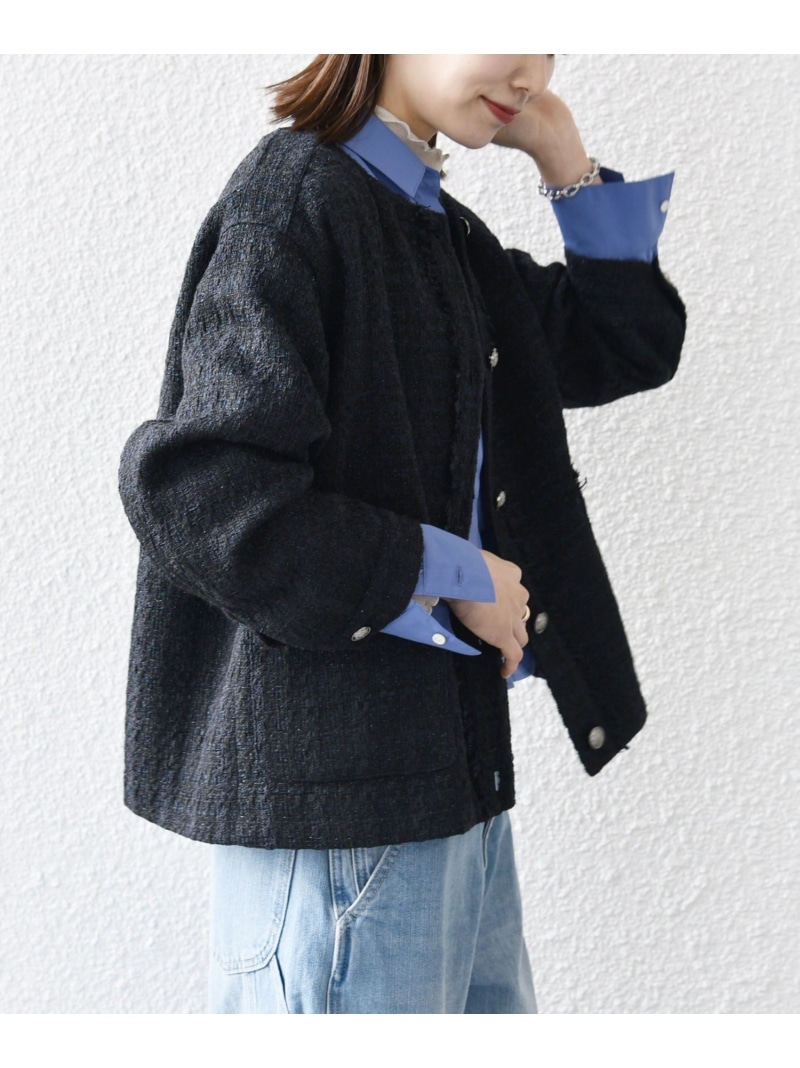 楽天市場】【SALE／30%OFF】SHIPS any:ノーカラー ツイード ジャケット