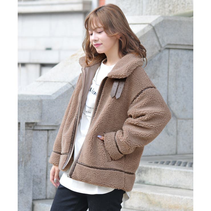 楽天市場】ad thie パイピングボアジャケット ファーコート ボア