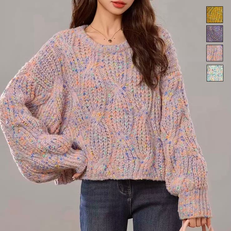 楽天市場】LADY LIKE ミックスカラーケーブル編みニット トップス