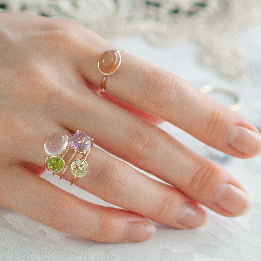 楽天市場】LiLICoさん愛用 K10 K18 カラーストーン リング [CUSHION