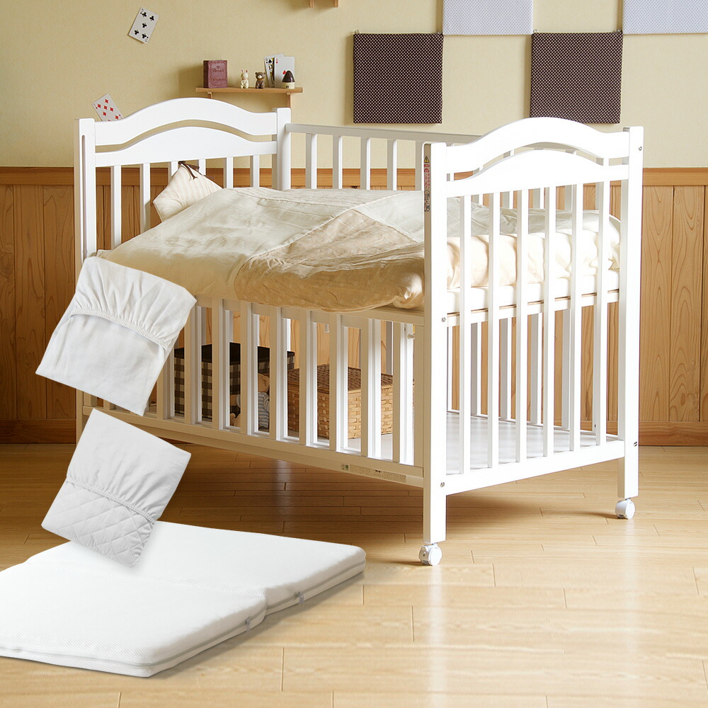 楽天市場】日本製 ベビーベッド 「アリス WH（ホワイト）」 布団セット