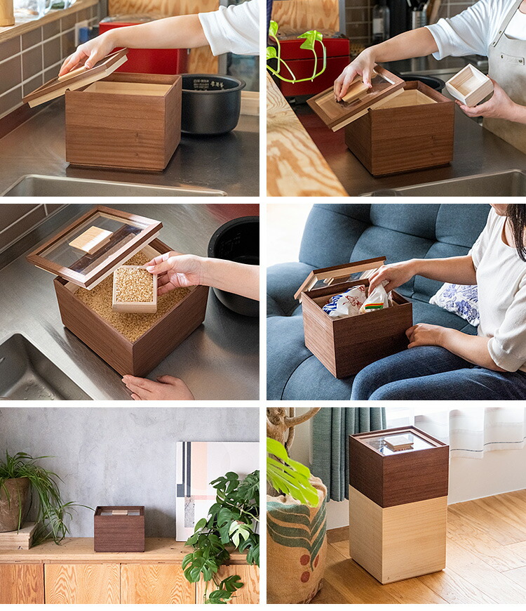 楽天市場】【特典付】増田桐箱店 米びつ 黒（柿渋 5kg （中身が見える