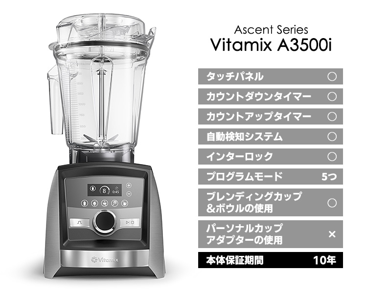 楽天市場】Vitamix A3500i 本体単品 2.0Lコンテナ 10年保証 （Ascent