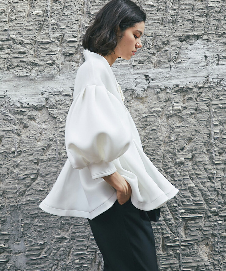 楽天市場】花モチーフ付きVネックバールーン袖トップス シャツ