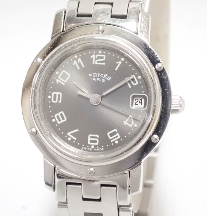 楽天市場】HERMES エルメス クリッパー CL4.210 SS グレー 腕時計 中古