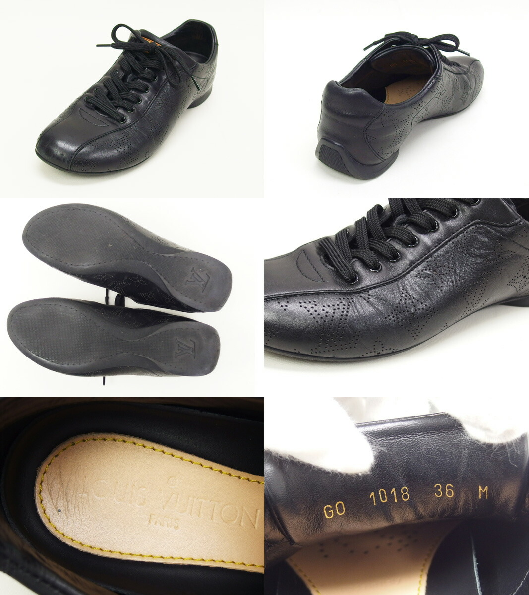 楽天市場】ルイ・ヴィトン マヒナ レザースニーカー 黒 サイズ36【送料