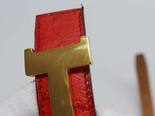 楽天市場】エルメス ミニコンスタンス リバーシブル ベルト 赤/茶