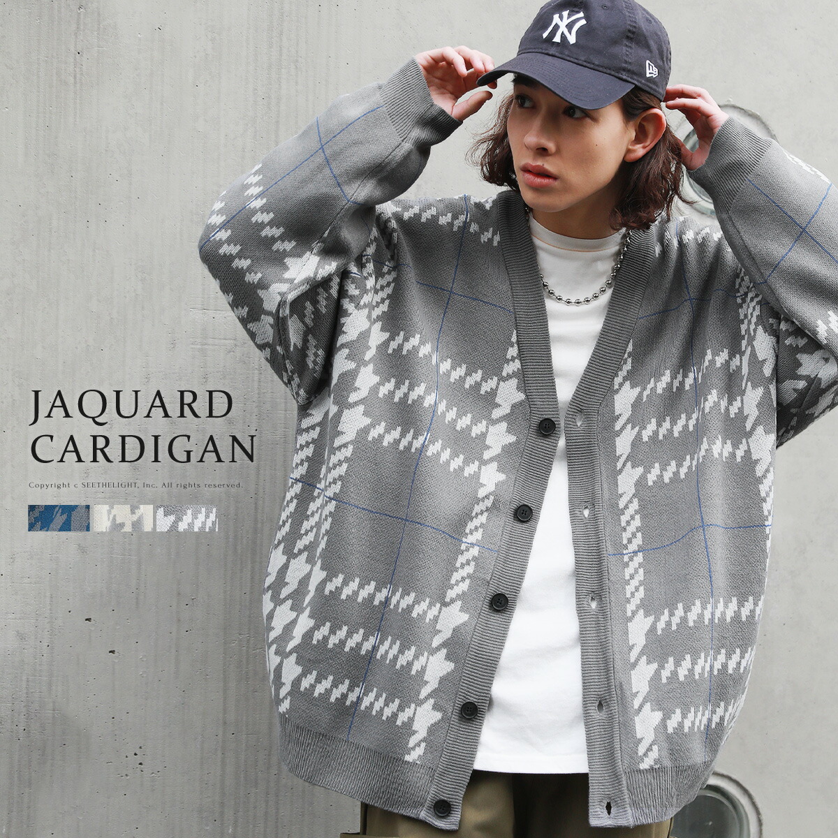 楽天市場】カーディガン メンズ ジャガード グレンチェック レディース