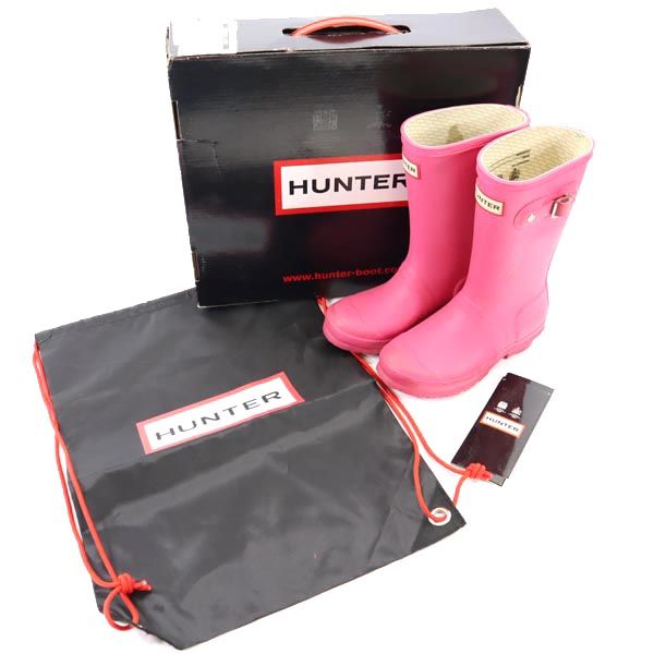 楽天市場】ハンター ロゴ キッズ レインブーツ UK12 ピンク HUNTER