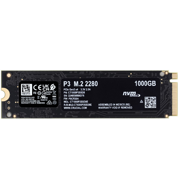 楽天市場】Crucial クルーシャル 1TB P3 NVMe PCIe M.2 2280 SSD R