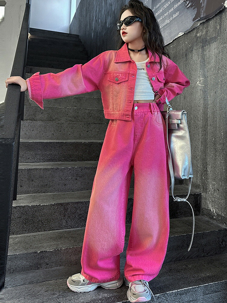 楽天市場】ピンク デニム ジャケット パンツ セットアップ 韓国