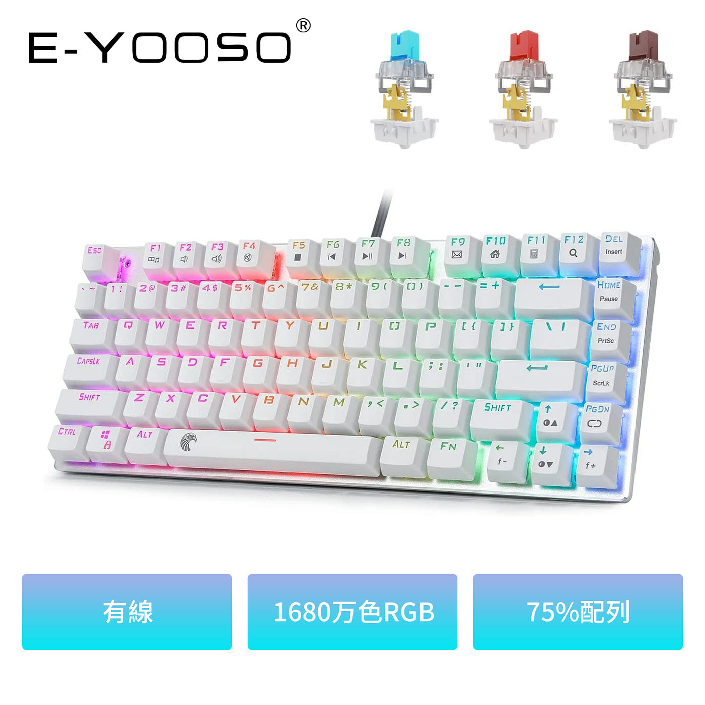 楽天市場】【300円OFFクーポン＆P5倍】e元素 Z88 ゲーミングキーボード