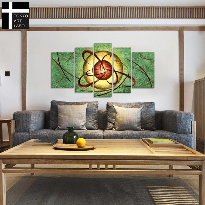 緑の抽象画｜現代アート 絵画 インテリア ナチュラル アートパネル 金