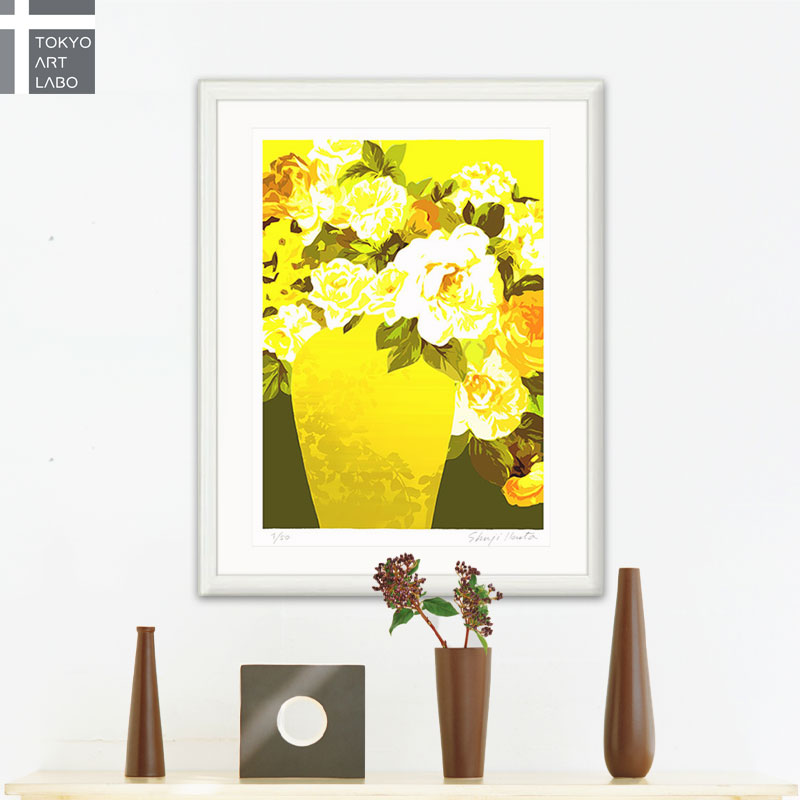 楽天市場】絵画 風水 インテリア 額入り Le vase jaune「黄色の花瓶