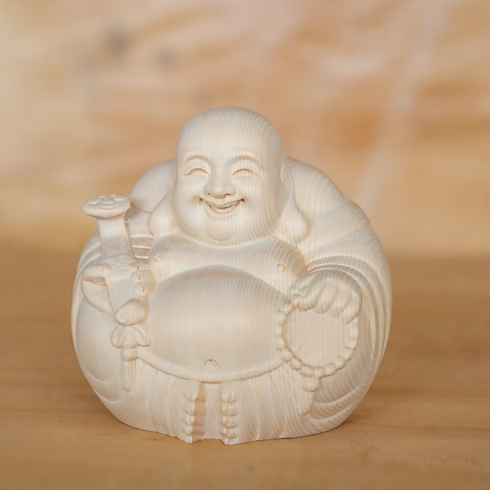 楽天市場】【高9cm】木彫り 布袋様 大 一刀彫 / 素材：桧（置物
