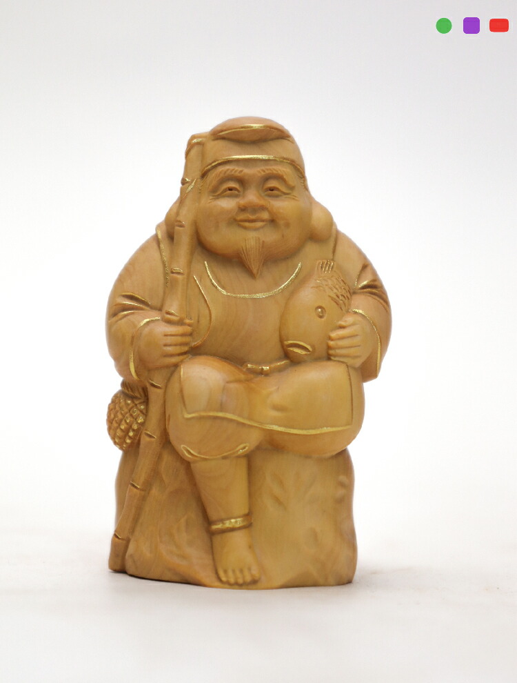楽天市場】【総高8cm】恵比寿様 木彫り 置物 一刀彫 / 素材：柘植