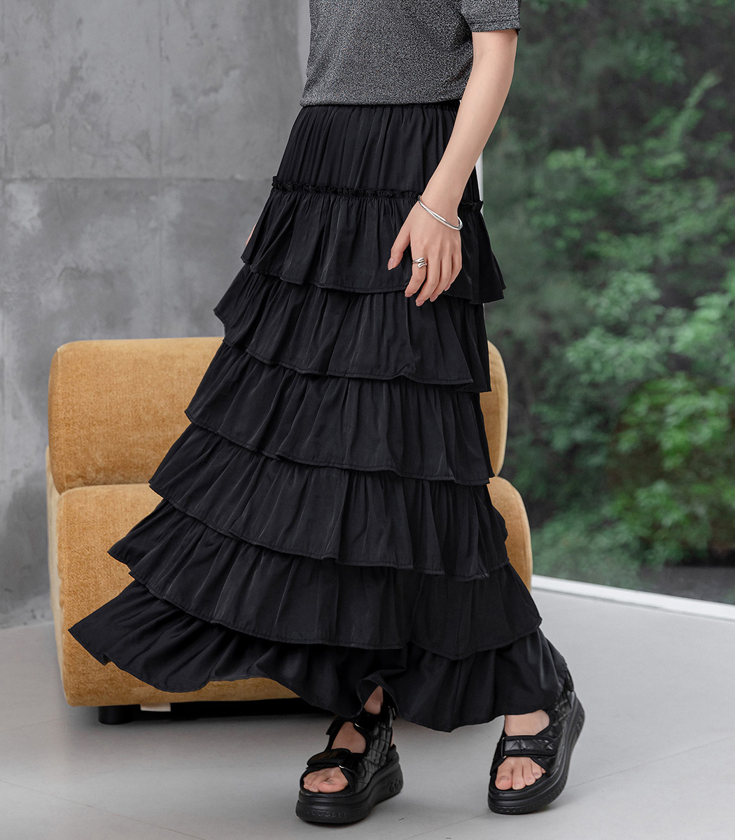 楽天市場】「たっぷり華やかフリル」ティアードスカート ロング