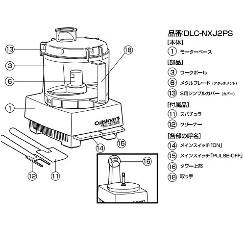 楽天市場】DLC-NXJ2PS クイジナートフードプロセッサー 単機能タイプ