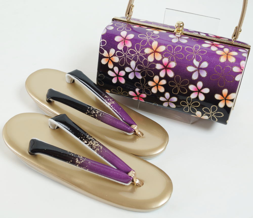 楽天市場】草履バッグセット 新品 成人式 振袖用 （10）小花×紫黒 LL